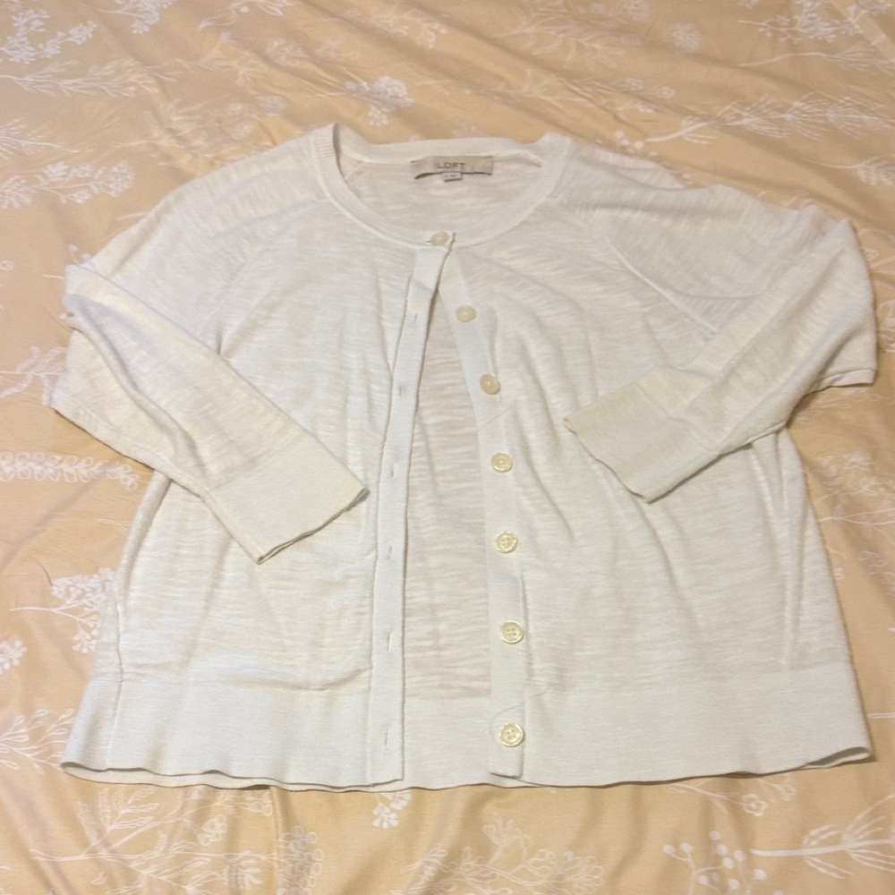 LOFT Women's White Crew Neck Sweater